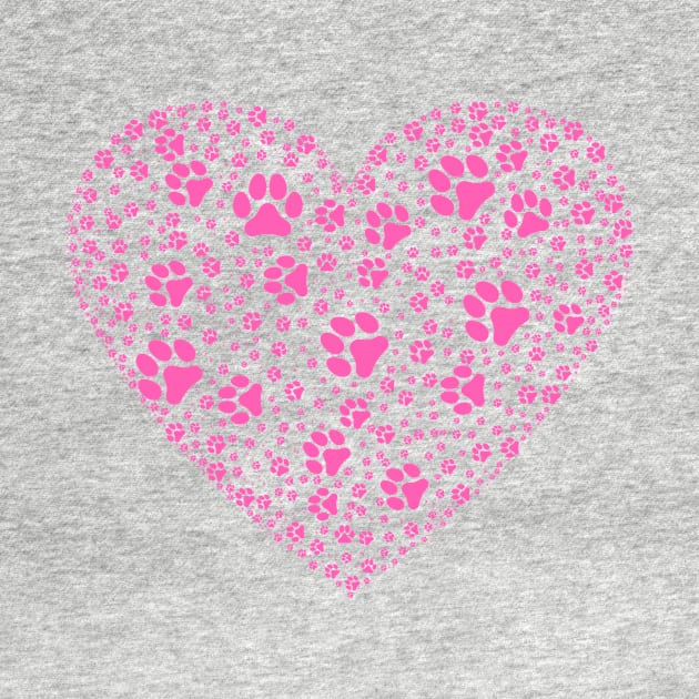 Pink Heart with Paw Prints by Designs_by_KC